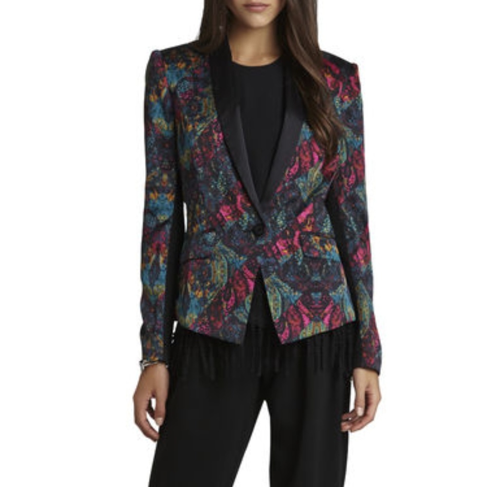 Gemstone Patterned Shawl Collar Blazer